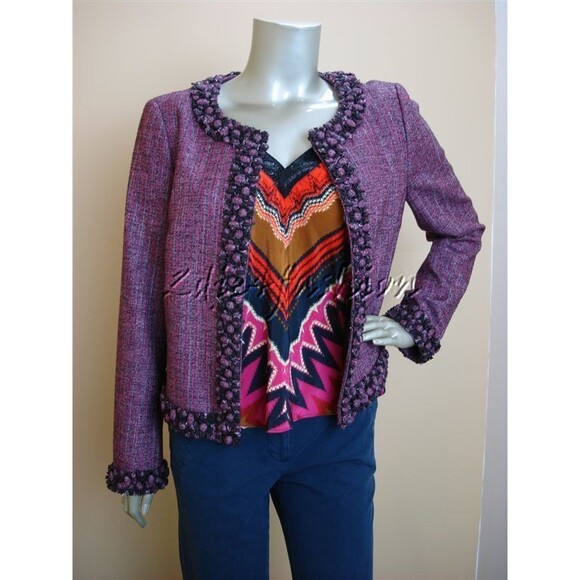$2980 NWT ESCADA Purple Trim Tweed Boucle Jacket 8 - Picture 2 of 6